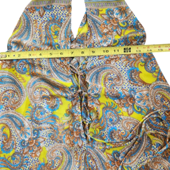 Kasturi Vintage Silk Dress Tassle Open Back Halter Paisley Boho Made in India - Picture 8 of 9